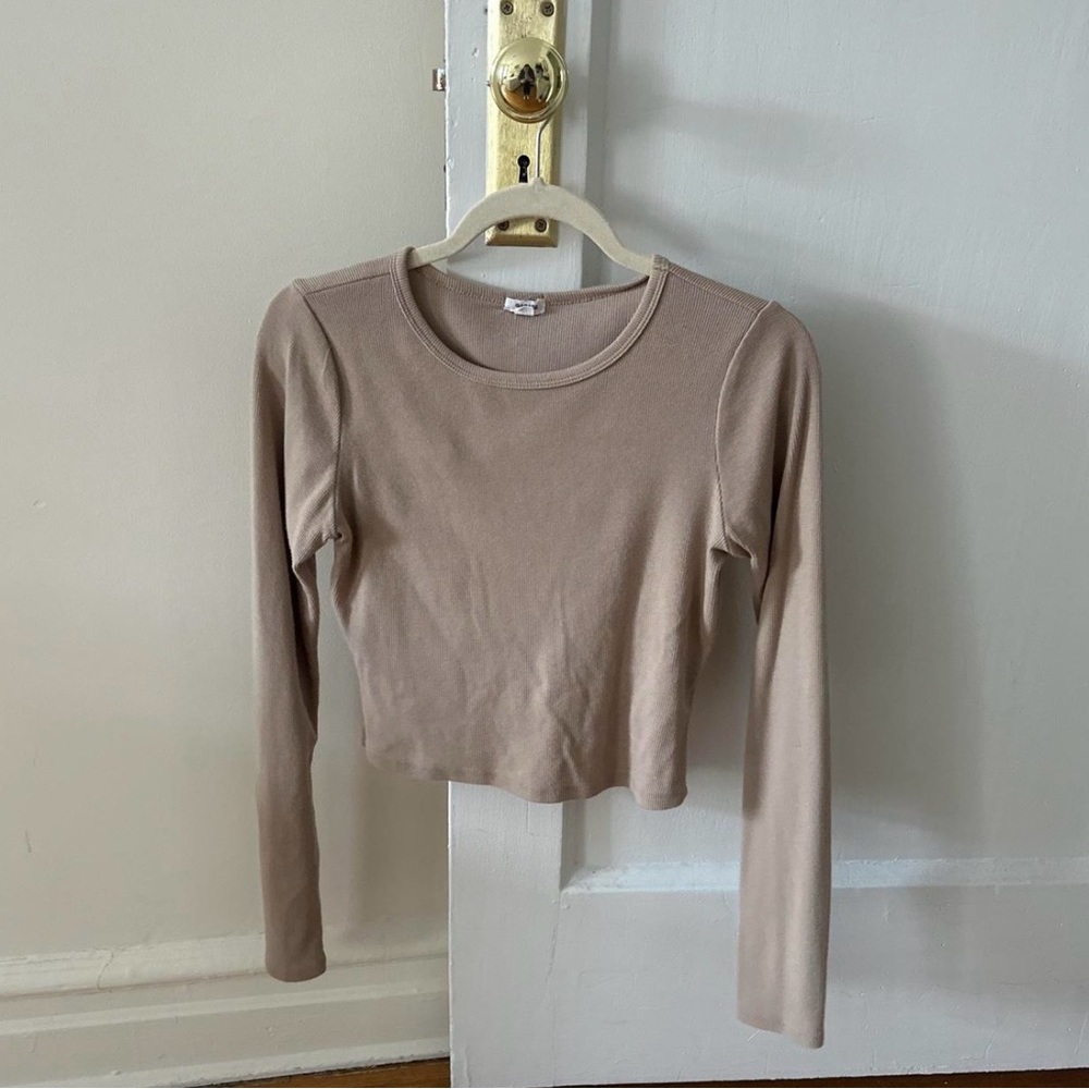 Garage Tan Long Sleeve Crop Top